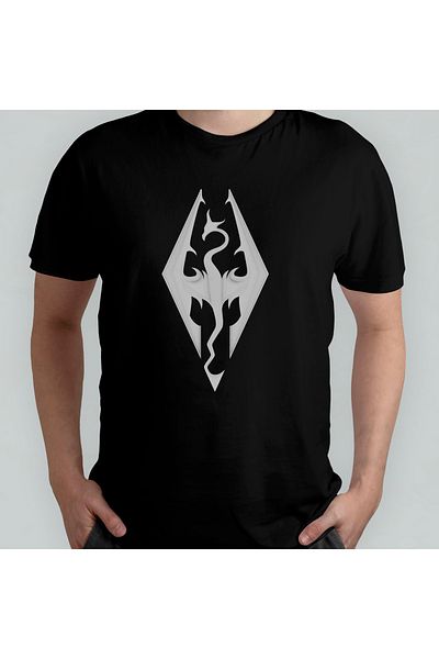 Pixxa The Elder Scrolls V Skyrim Unisex 100% βαμβακερό μπλουζάκι με λαιμόκοψη μοντέλο 1