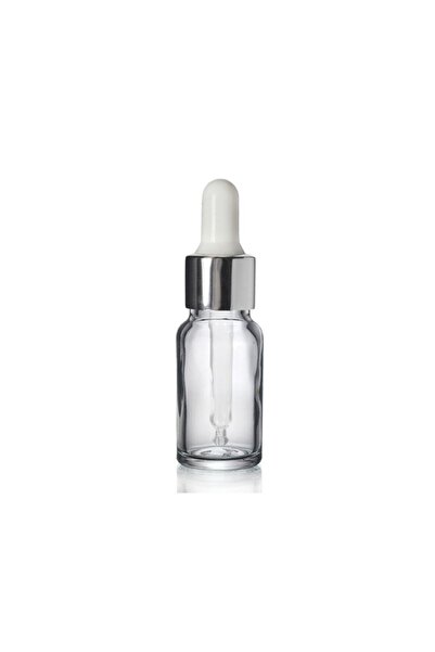 makrobay 10 Ml Gümüş Başlıklı Damlalıklı Şeffaf Cam Şişe 10 Adet
