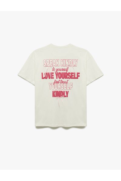 Koton New Season Bow Tie Printed Crew Neck Short Sleeve Oversize T-Shirt