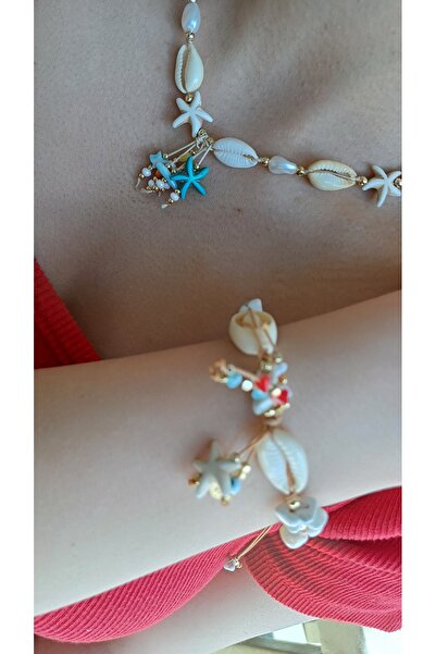 Jewerly Deniz Kabuğu Kolye Ve Bileklik Seti
