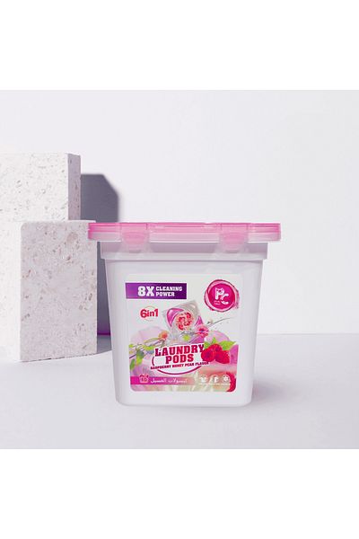 PINK كبسولات تنظيف الملابس 6 في 1 برائحة الفراولة (10 كبسولات)