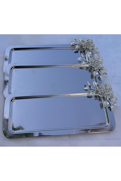 Abant Lux 3-Piece Baton Brooch Brown Presentation Tray with Leaf Accessories