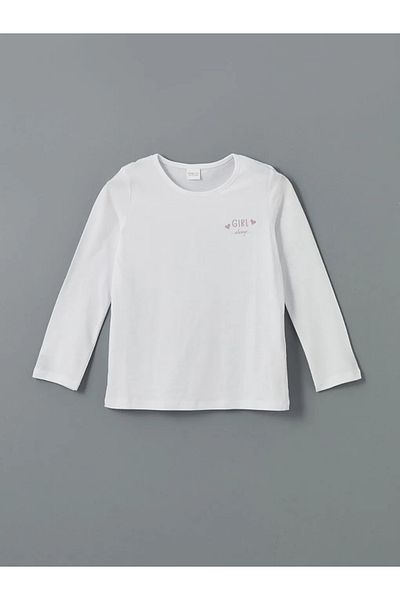 LC Waikiki Set pijamale pentru fete LCW ECO alb cu gât crew