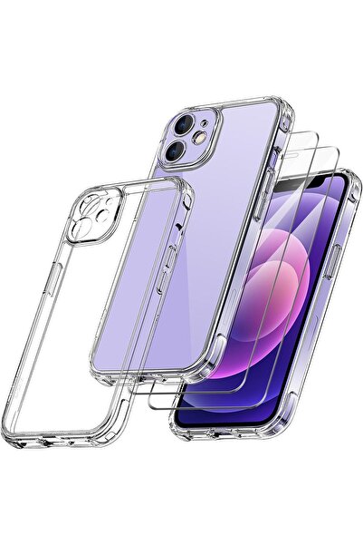 Rivor Apple iPhone 12 Uyumlu Kılıf Kamera Çıkıntılı Şeffaf İnce Silikon Kapak...