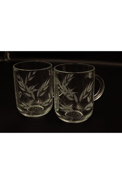 Paşabahçe Iconic Glass with Handle and Leaf Pattern