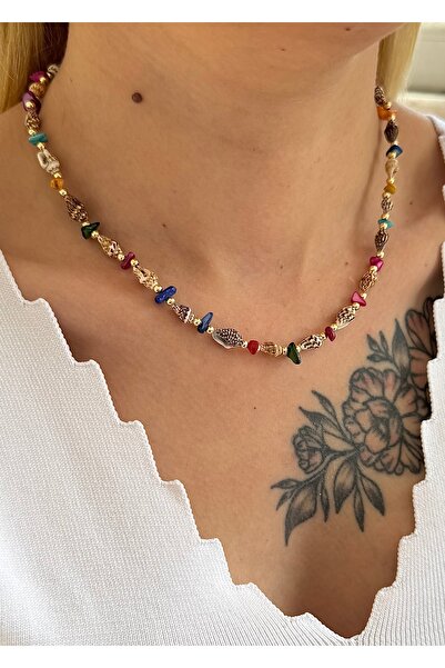 takıtarzım قلادة نسائية من الحجر المكسور الملون