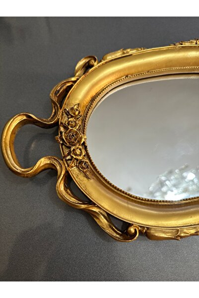 busraconcept El yapımı kahve sunum tepsi 30cm , özel tasarım aynalı tepsi