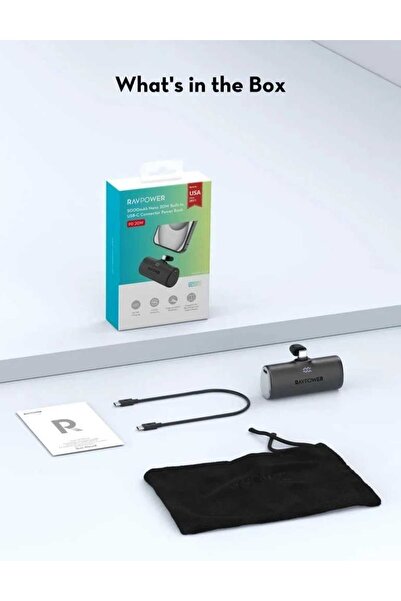 RavPower شاحن متنقل راف باور ميني 5000 مللي أمبير 20 واط + كابل تايب سي C