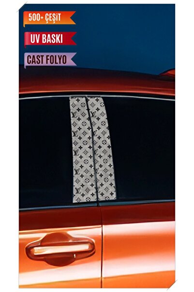 Pi Dekorasyon Araç Kapı Direk Kaplama Folyosu VL Desenli (Sağ Sol Takım) (2 Adet) - 22x50 Cm