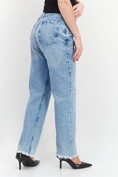 Pepe Jeans Women Straight Fit Non Stretchable Ripped Jeans, Blue