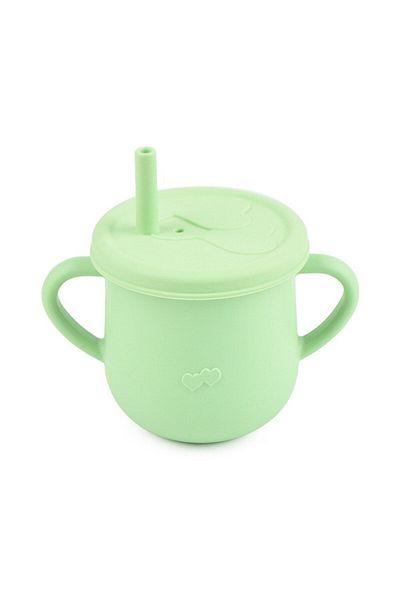 jojobebek Green Drinking Cup - Silicone Straw and Cookie Lid