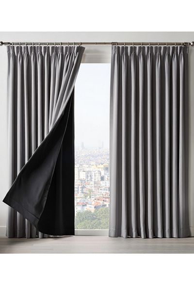 MebelPort Curtain Dauble Blackout Blackout Curtain Single Wing 1X2 American Pleated Background Curtain