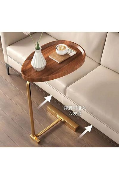 1st C-shaped Coffee Side Table With Water Resistant Top - Scandinavian Wood-black Color