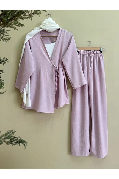 ENDAMIM Seersucker Tie Back Suit