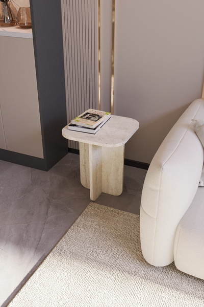 POFİTTO Noya Yan Sehpa Travarten Desenli İskandinav, Bohem