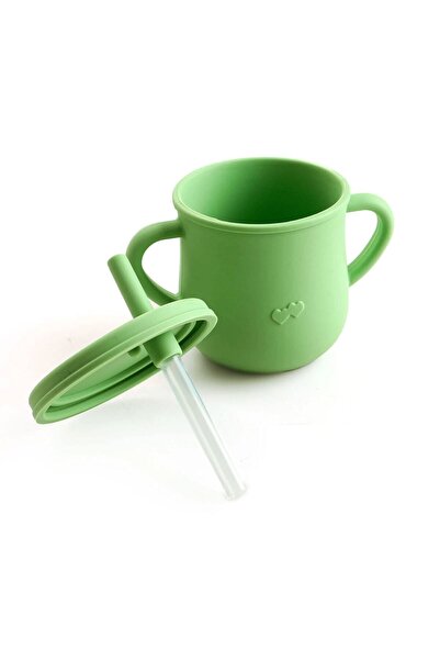 jojobebek Green Drinking Cup - Silicone Straw and Cookie Lid