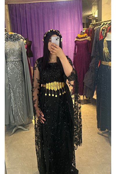 ABAYLAR Siyah Taşlı Kaftan