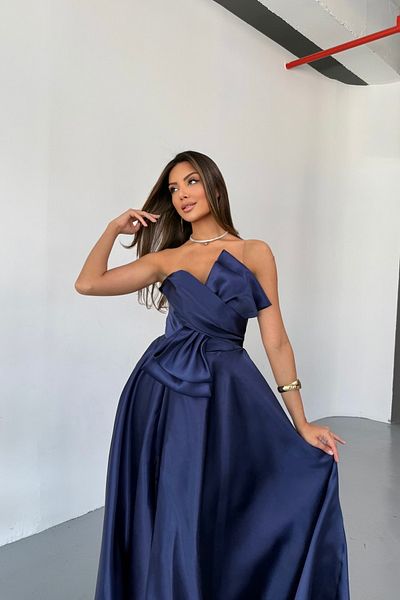 İyem Abiye Bow Princess Back Lace up Organized Evening Dress Tight Fit