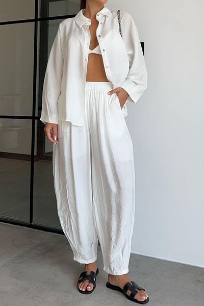 Suzi Women's Oversize Shirt Pants Set - 50957