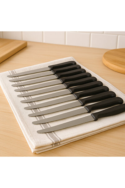 ALMUFARREJ طقم سكاكين من 12 قطعة أسود/فضي