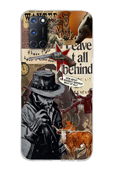 moonset Oppo A52 / A72 / A92 Uyumlu Kovboy Tasarımlı Baskılı Şeffaf Telefon K...