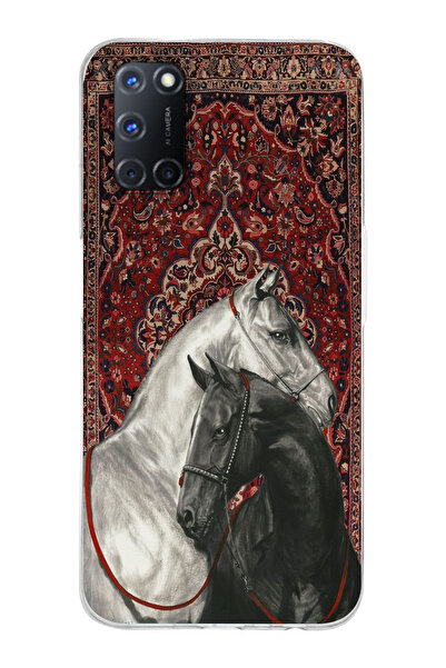 moonset Oppo A52 / A72 / A92 Uyumlu Atlar Tasarımlı Baskılı Şeffaf Telefon Kı...