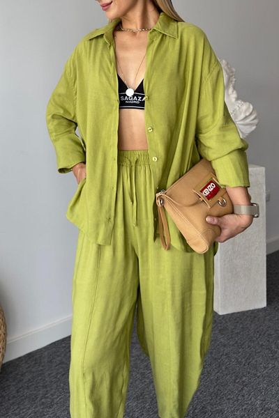 Suzi Women Oversize Shirt Pants Suit 50957