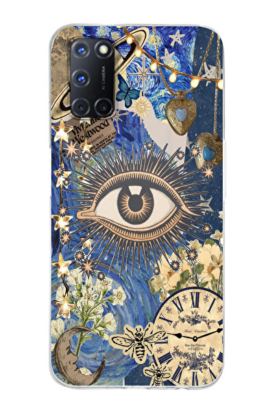 moonset Oppo A52 / A72 / A92 Uyumlu Göz Tasarımlı Baskılı Şeffaf Telefon Kılıfı