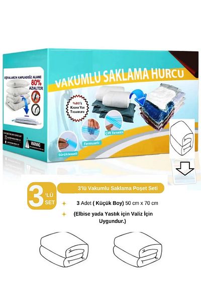 Vakum Hurcu (3 Pcs) 50 cm X 70 cm (Dress) Vacuum Bag - Vacuum Bag - Vacuum Bag Set