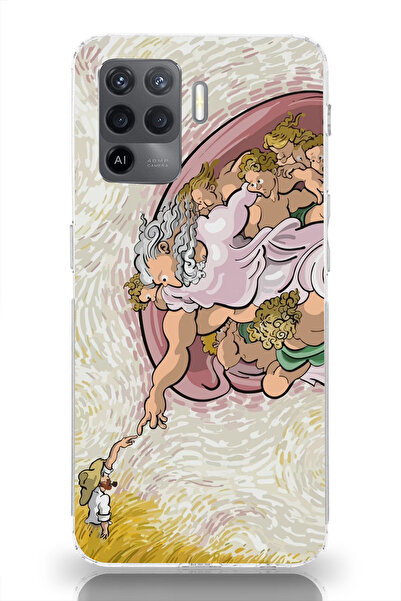 moonset Oppo Reno 5 Lite Uyumlu Van Gogh Tasarımlı Baskılı Şeffaf Telefon Kılıfı