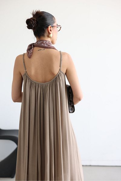 Bak'ap Rochie boemă Tril Tril de vară lungă Perry Premium Linen cu bretele reglabile