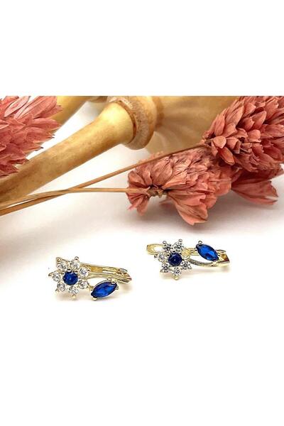 Çelikoğlu Kuyumculuk ÇELİKOĞLU KUYUMCULUK 8 AYAR ALTIN LACİVERT TAŞLI ÇİCEK K...