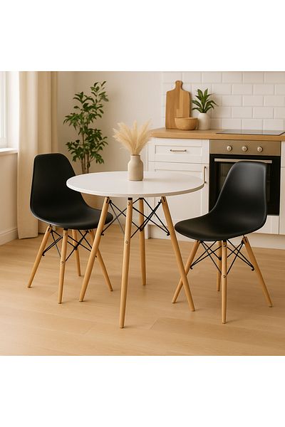 ALMUFARREJ Set of 2 Plastic Chairs with Wooden Legs Without a Table