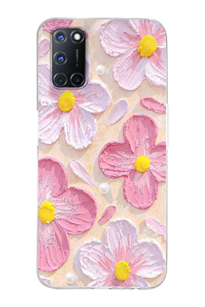 moonset Oppo A52 / A72 / A92 Uyumlu Pastel Çiçek Tasarımlı Baskılı Şeffaf Tel...