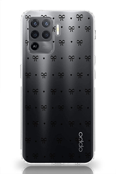 moonset Oppo Reno 5 Lite Uyumlu Kurdele Tasarımlı Baskılı Şeffaf Telefon Kılıfı