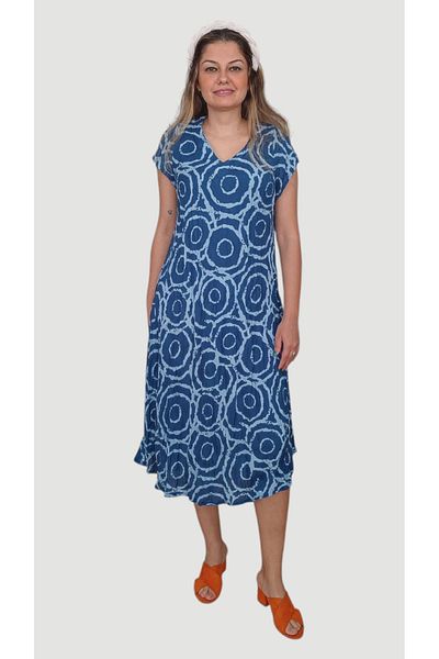 enmodaiçgiyim Rochie de dama din tesatura din vascoza cu model Picasso