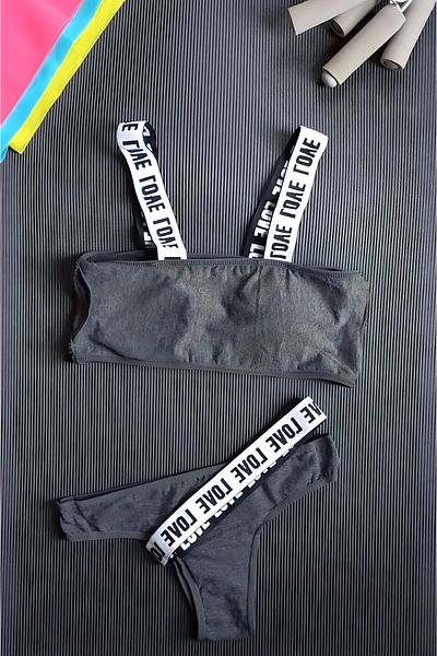 Luvensa Anthracite Sports Bra Set (Bra & Panty)