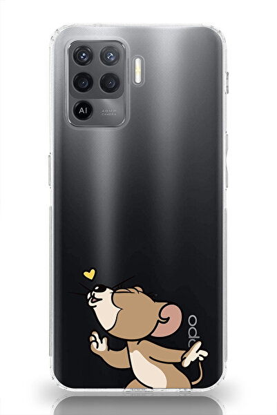 moonset Oppo Reno 5 Lite Uyumlu Jerry Tasarımlı Baskılı Şeffaf Telefon Kılıfı