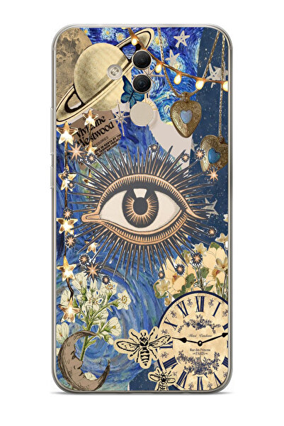 moonset Huawei Mate 20 Lite Uyumlu Göz Tasarımlı Baskılı Şeffaf Telefon Kılıfı