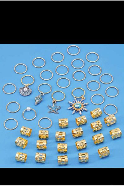 EMKSHOP 46 قطعة من خواتم خرز نسج الشعر على شكل صدفة نجم البحر والمحار