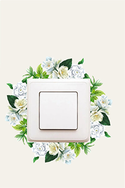 Ayza Tasarım Kendinden Yapışkanlı Çiçek Yaprak Temalı Priz Sticker Duvar Sticker