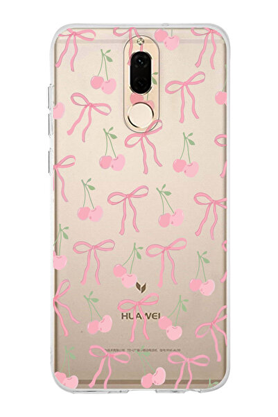 moonset Huawei Mate 10 Lite Uyumlu Kiraz ve Fiyonk Tasarımlı Baskılı Şeffaf Telefon Kılıfı