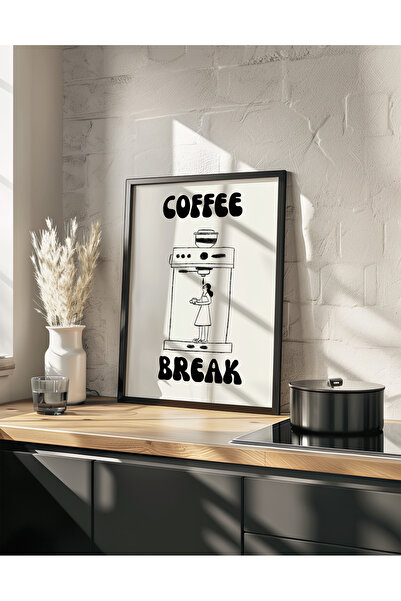 DES VU PRINT Coffee Break, Kahve Mutfak Temalı Çerçevesiz Poster, Kahve Köşesi Posteri