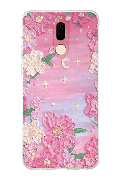 moonset Huawei Mate 10 Lite Uyumlu Pastel Çiçekler Tasarımlı Baskılı Şeffaf T...