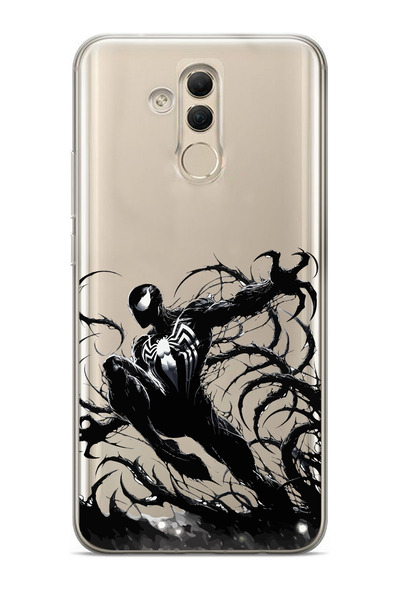 moonset Huawei Mate 20 Lite Uyumlu Siyah Örümcek Tasarımlı Baskılı Şeffaf Tel...