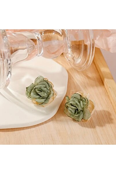 Accessories Moon Home Collection Yeşil Gül Hoop Tül Detaylı Zerafet Sevimli Sallantılı Kadın Küpe