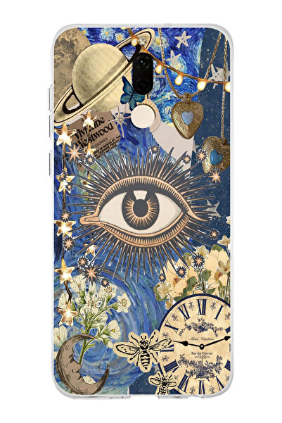 moonset Huawei Mate 10 Lite Uyumlu Göz Tasarımlı Baskılı Şeffaf Telefon Kılıfı