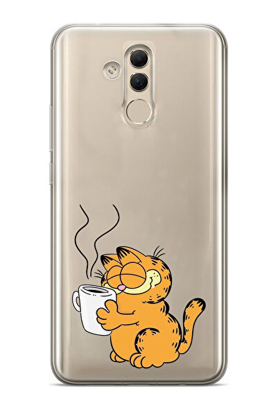 moonset Huawei Mate 20 Lite Uyumlu Garfield Tasarımlı Baskılı Şeffaf Telefon ...