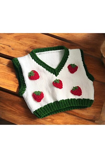 Butik Χειροποίητο πουλόβερ ZA με λεπτομέρειες φράουλας