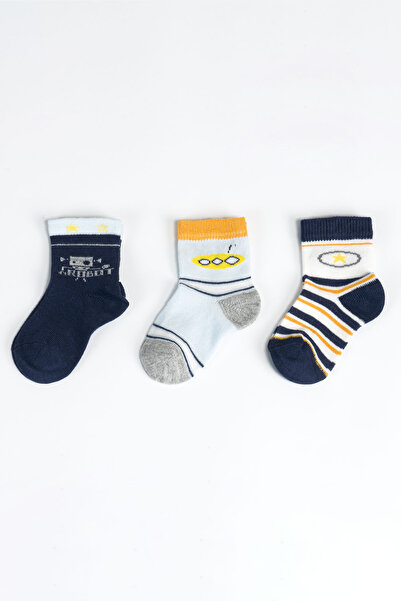 Aziz Bebe Üçlü Erkek Bebek Çorabı